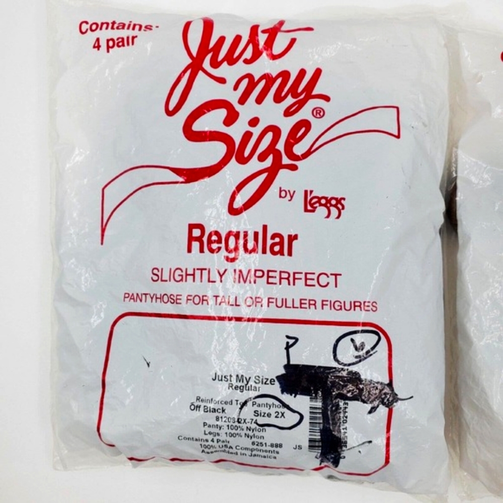 Just My Size jms Pantyhose Control Top 4 Pair- 1 Pack  Off Black 2X - Picture 2 of 4